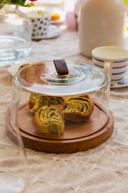 Leather Handle Glass Cloche