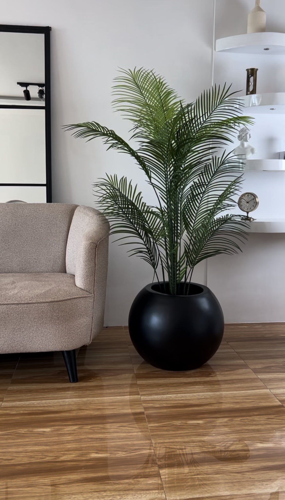 Matte Black Fiberglass Round Planter