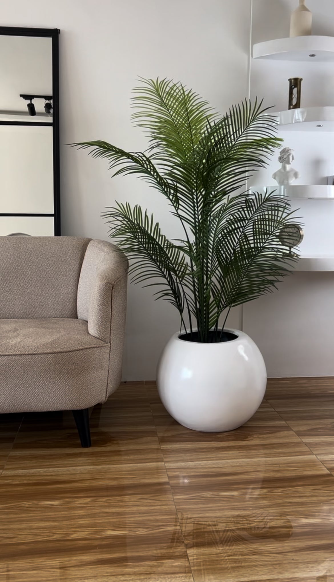 Matte White Fiberglass Round Planter