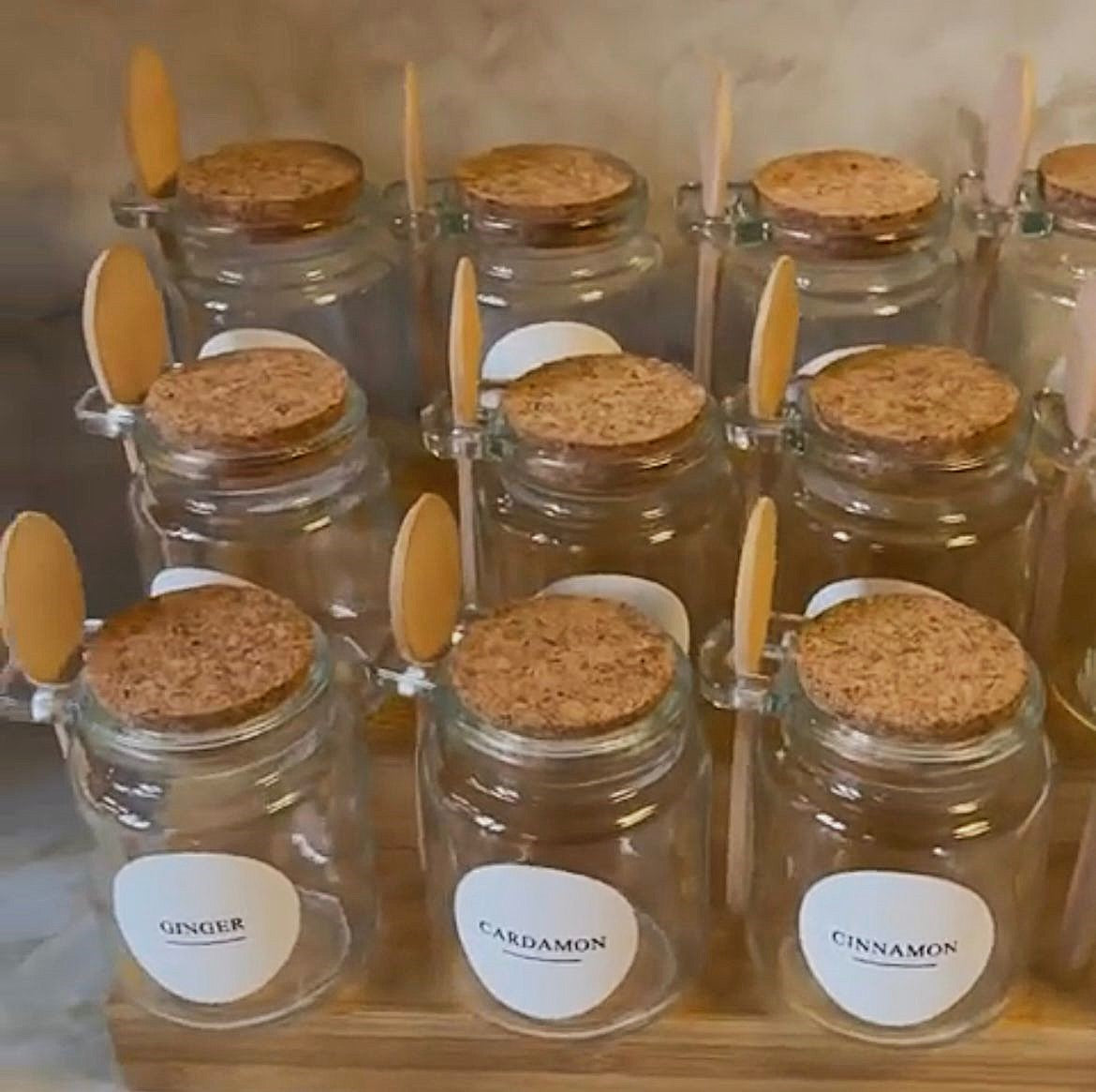 Set of 6 Spice Jars With Wooden Spoons