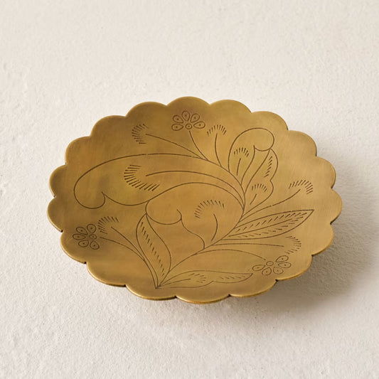 Etched brass footed tray